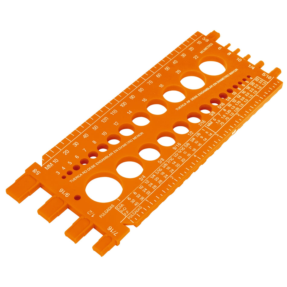 Regleta medidora de tuercas y tornillos, 22 cm, Truper Caja con 3, 10811
