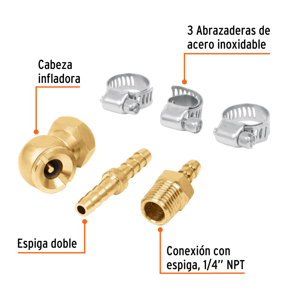 Juego de 6 piezas para reparar mangueras de 3/8', Truper Caja con 6, 19021