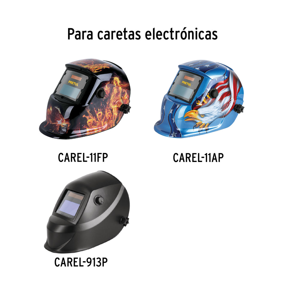 Bolsa c/3 micas para careta CAREL-11FP, 11AP y 913P, PRETUL Caja con 6, 26004
