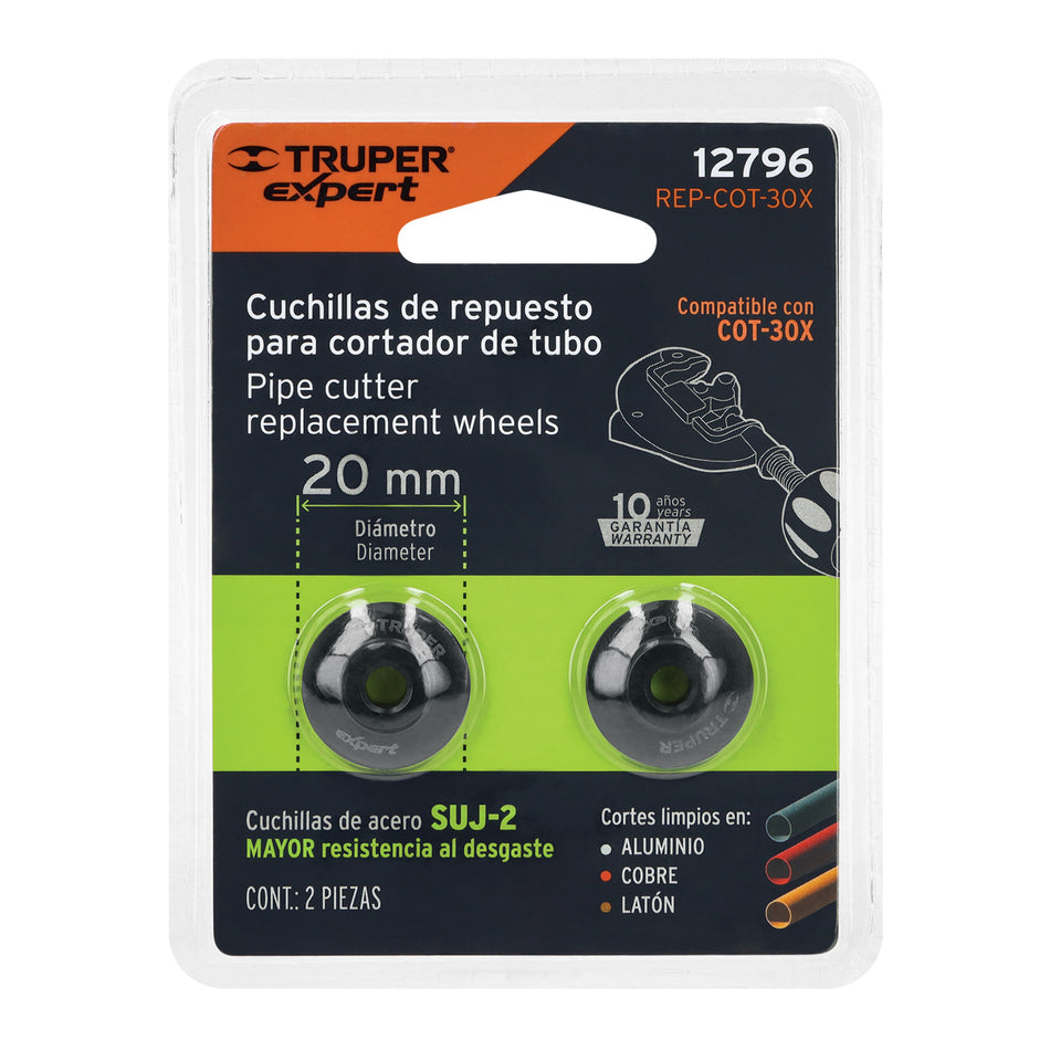 Blíster con 2 cuchillas para cortador de tubo COT-30X Caja con 6, 12796