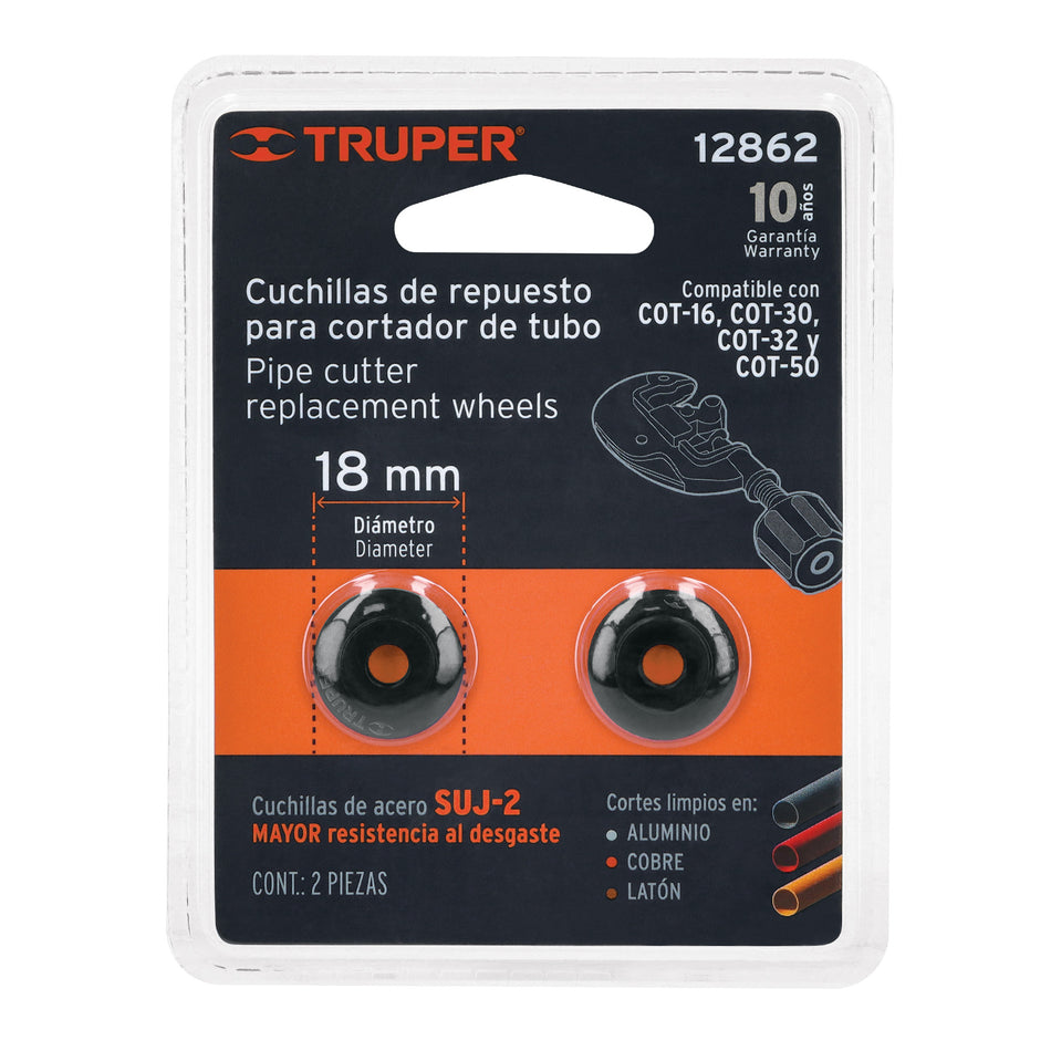 Blíster con 2 cuchillas para cortadores de tubo COT-16-50 Caja con 6, 12862