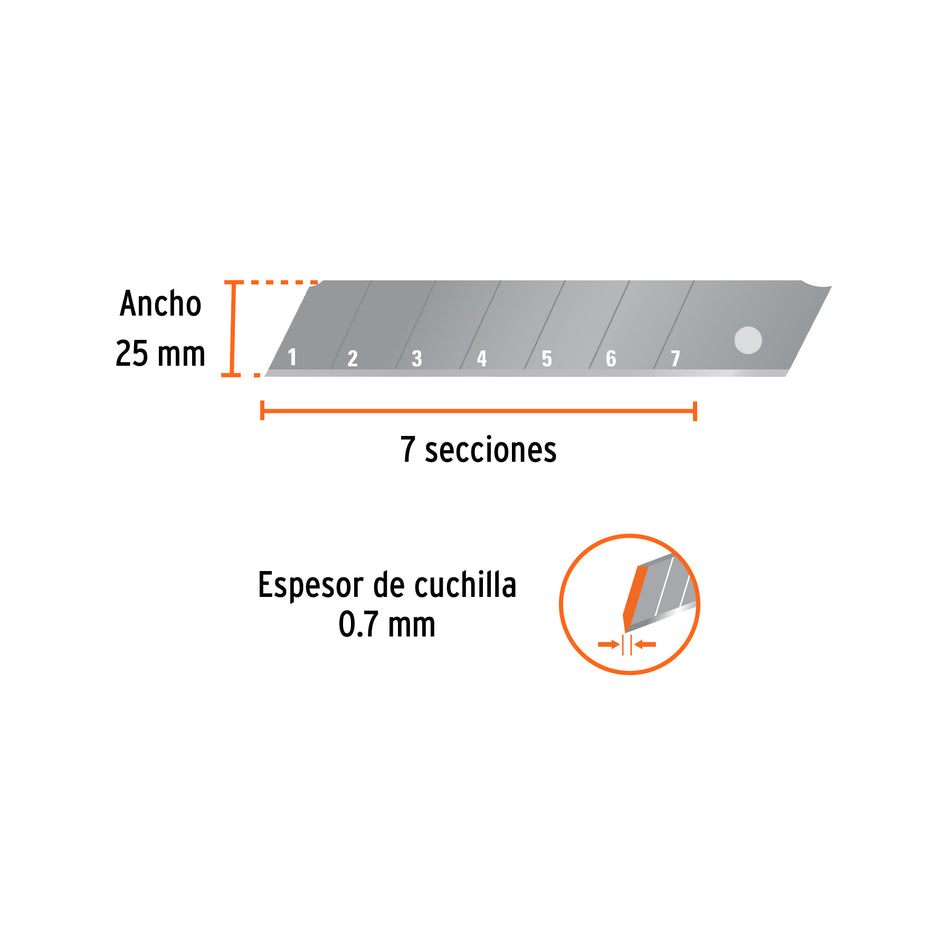 Estuche con 10 cuchillas SK2 de 25 mm para cutter, Expert Caja con 6, 100130