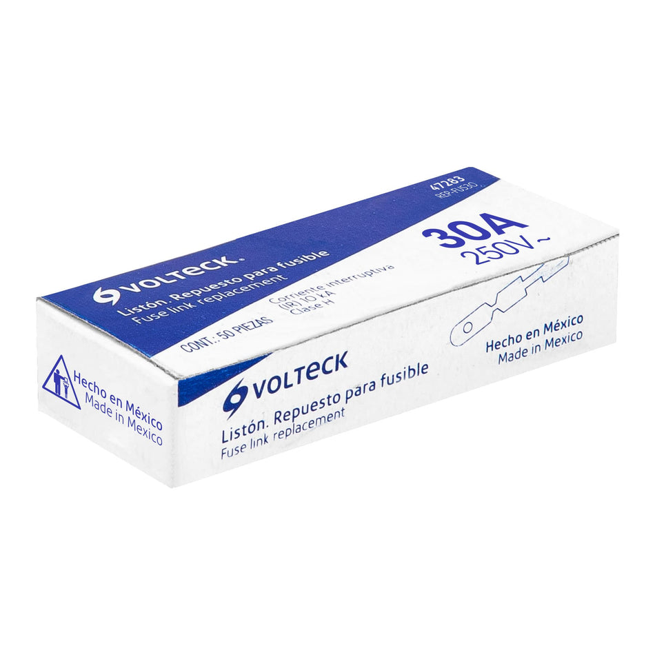 Repuesto para fusible (listón) de 30 A, Volteck Caja con 500, 47283