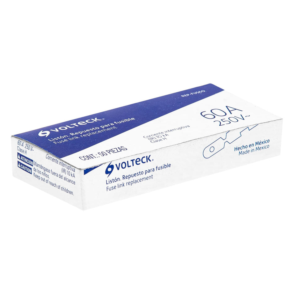 Repuesto para fusible (listón) de 60 a, Volteck Caja con 50, 47284