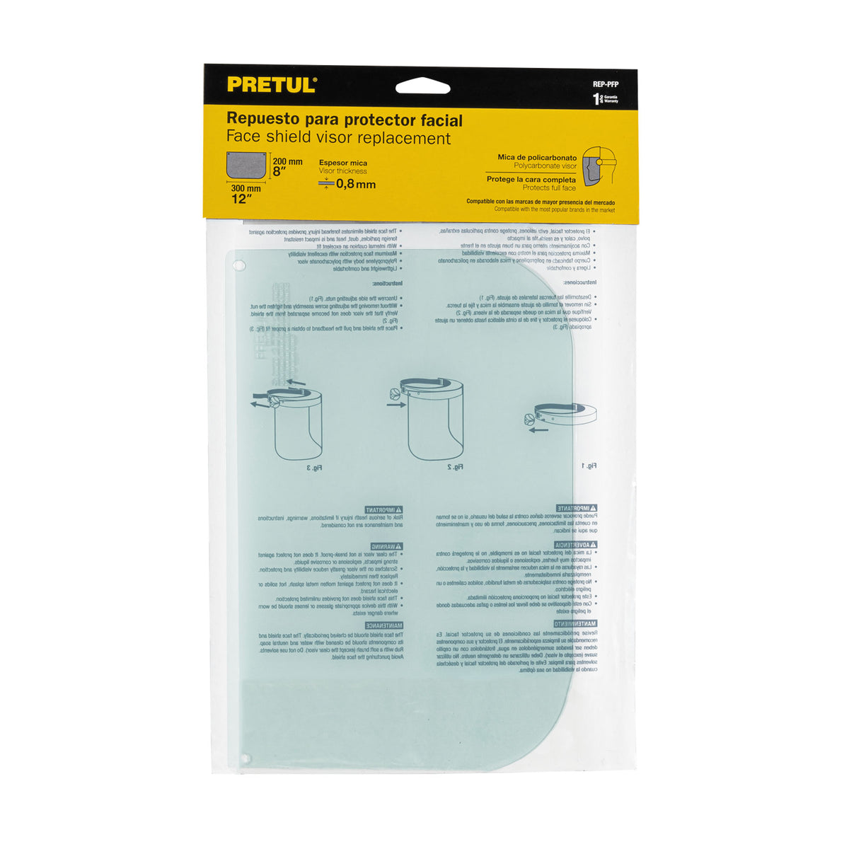 Repuesto para protector facial PF-500P, Pretul, 26008 REP-PFP