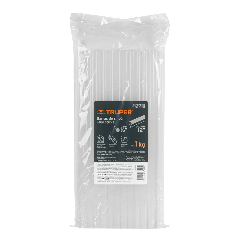 Bolsa con 1 kg de barras de silicón de repuesto p/PIPE-1/2 Caja con 2, 100080