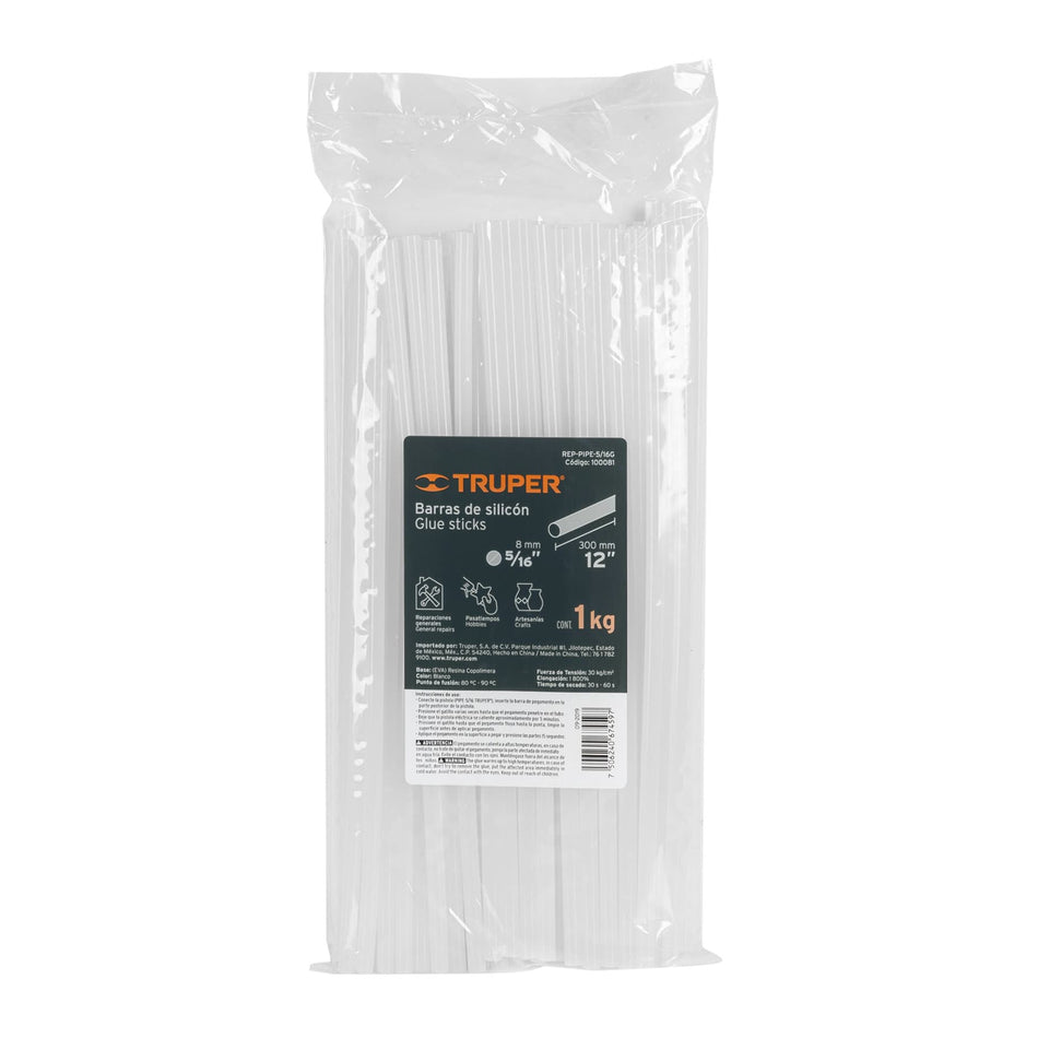 Bolsa con 1 kg de barras de silicón de repuesto p/PIPE-5/16 Caja con 2, 100081