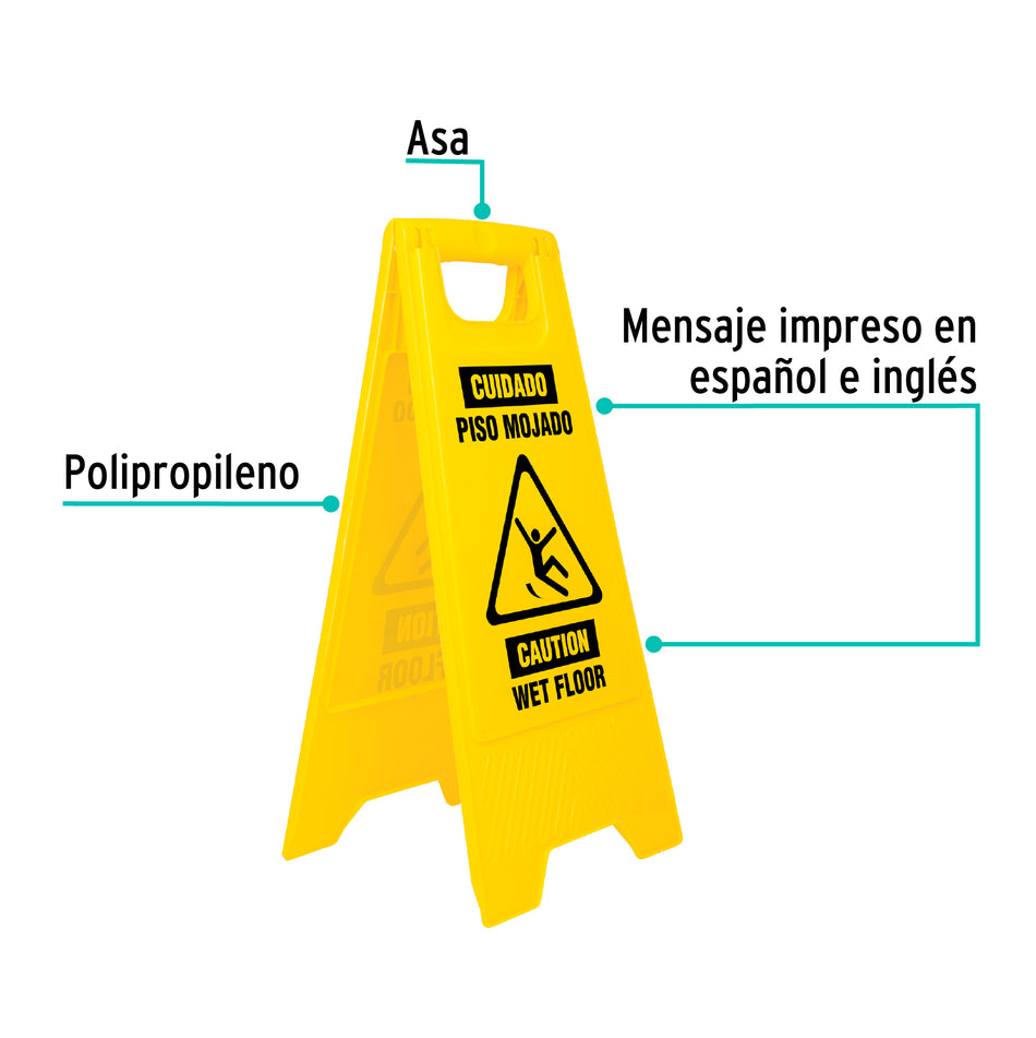 Letrero de piso resbaloso, 62 cm, Klintek Caja con 2, 23020