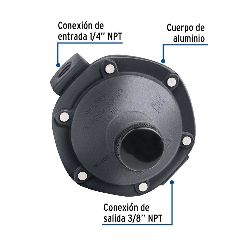 Regulador de gas 1 vía, baja presión, Foset Caja con 4, 40710