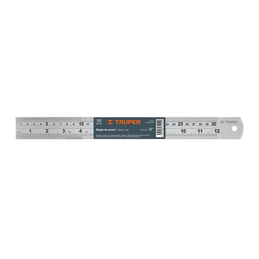 Regla 30 cm de acero inoxidable, Truper Caja con 12, 14387