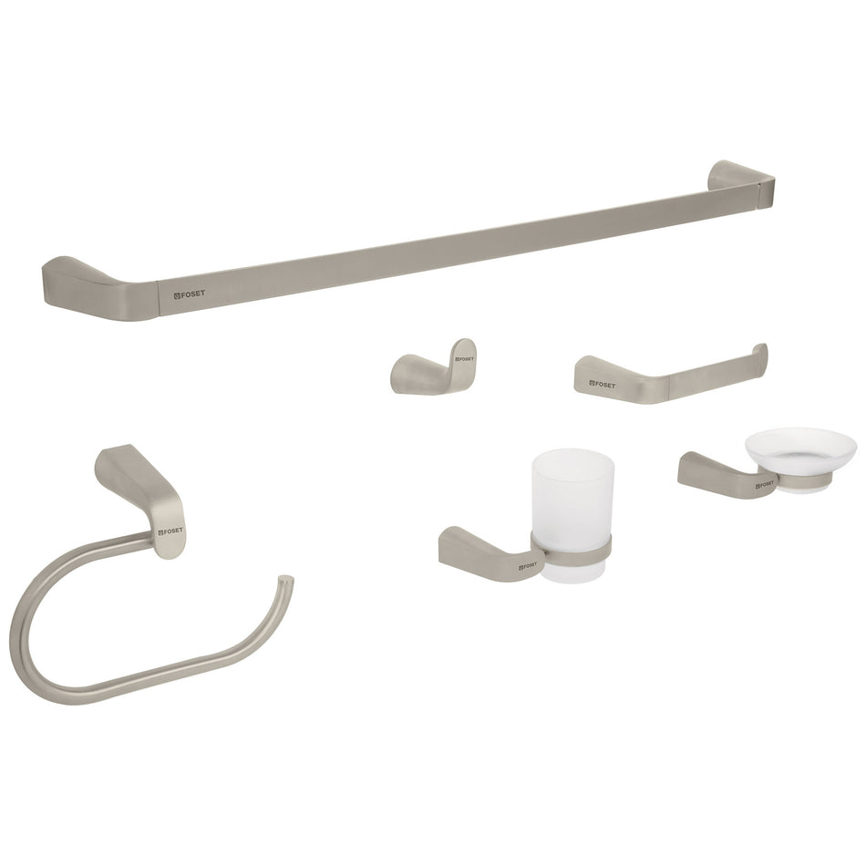 Juego de 6 accesorios para baño acabado satín, Riviera, 45226