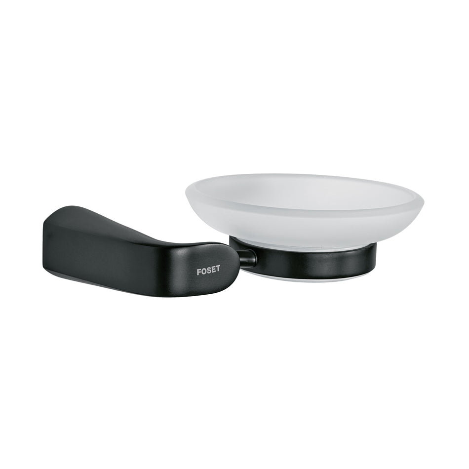Jabonera con plato de vidrio, negro, FOSET RIVIERA, 44279