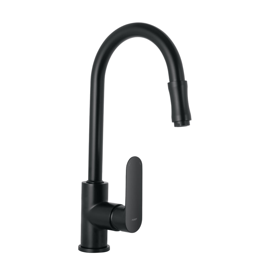 Monomando retráctil para fregadero, negro, FOSET RIVIERA, 44104
