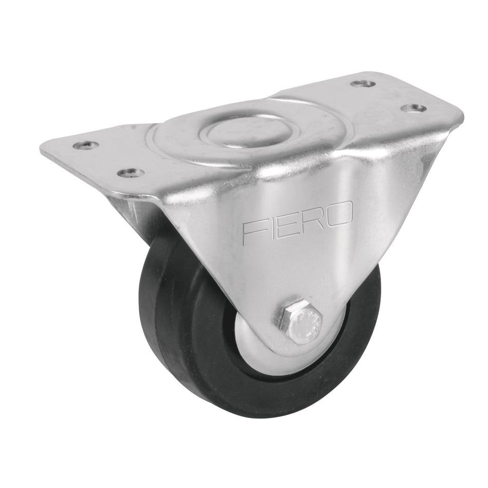 Rodaja hule 3', placa fija con balero, carga 110 kg, Fiero Caja con 4, 48600