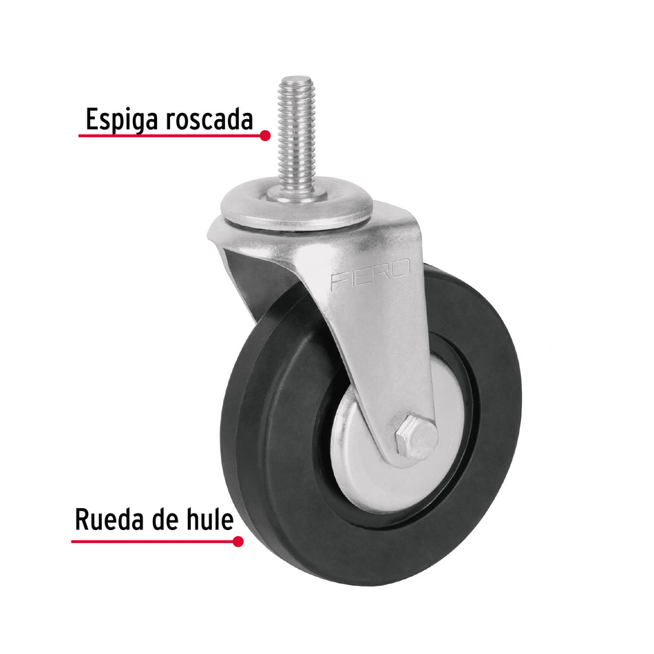 Rodaja hule 4' con espiga roscada, carga 50 kg, Fiero Caja con 4, 48620