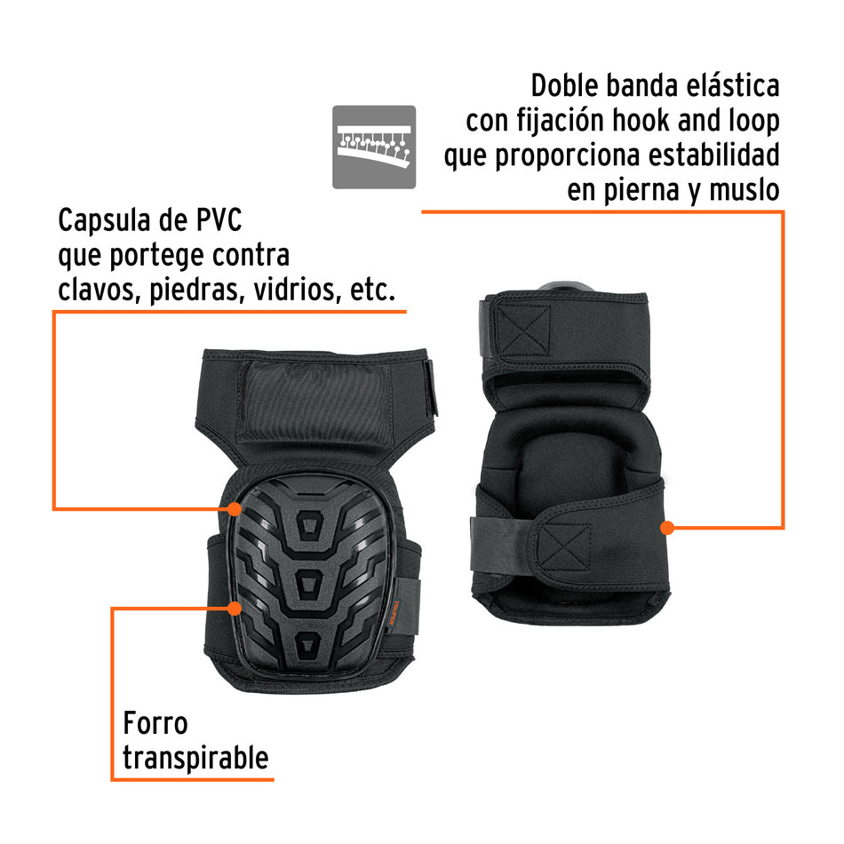 Rodilleras de gel y EVA con correa antideslizante, Truper Caja con 2, 12952