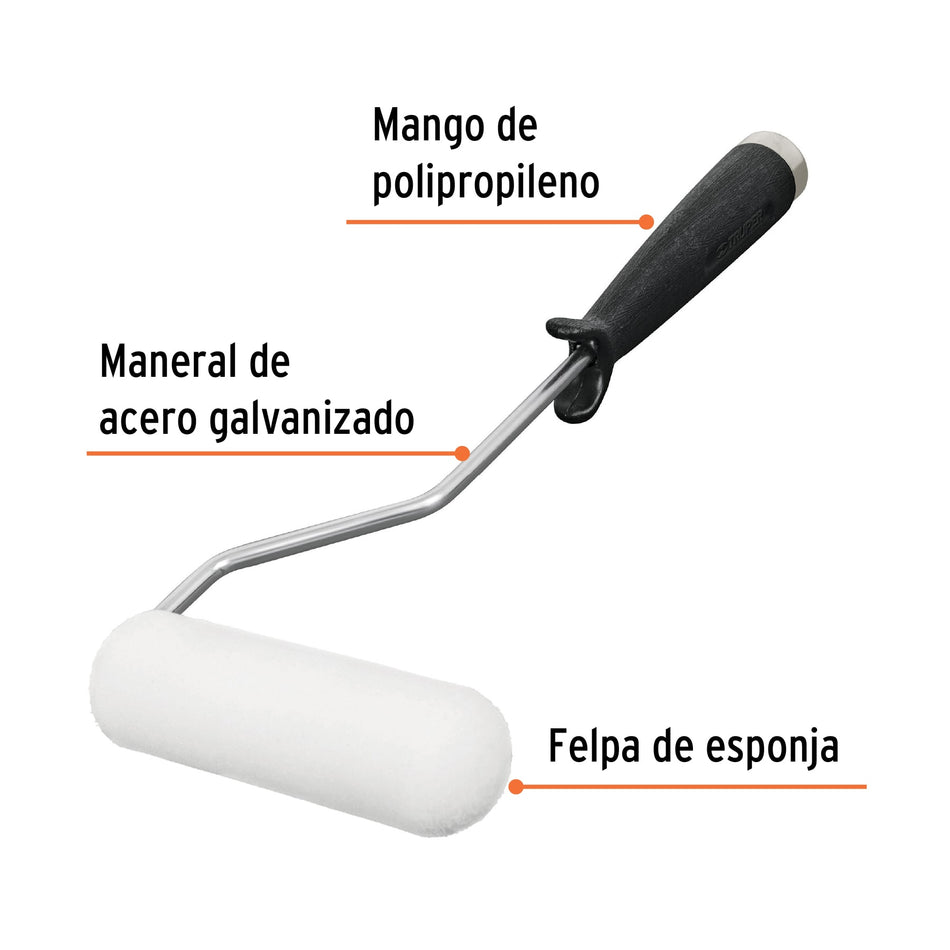 Mini Rodillo para pintar 4' x 3/8' de esponja, Truper Caja con 12, 13903