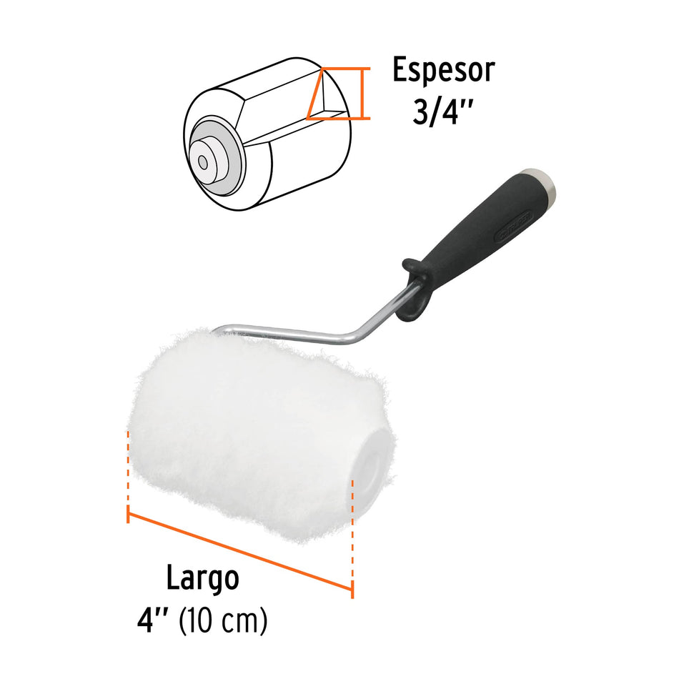 Mini rodillo para pintar 4' x 3/4' de poliéster, Truper Caja con 12, 13896