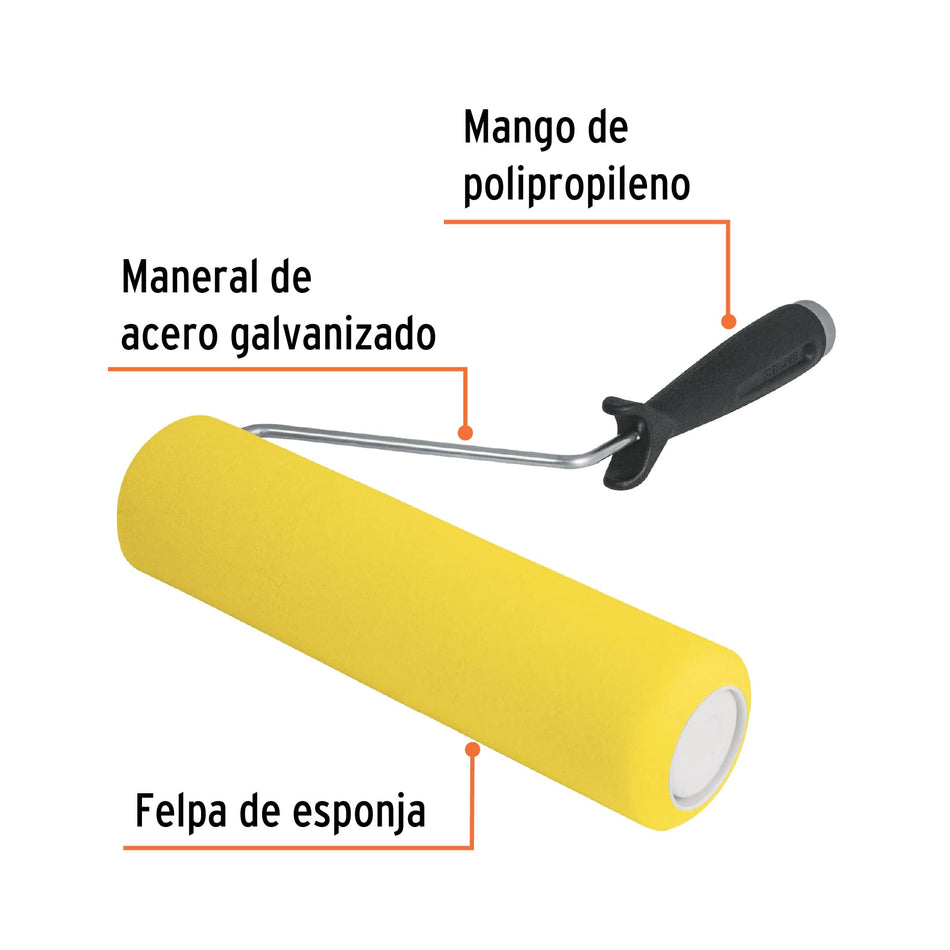 Rodillo para pintar 9' x 3/8' de esponja, superficies lisas Caja con 6, 13841
