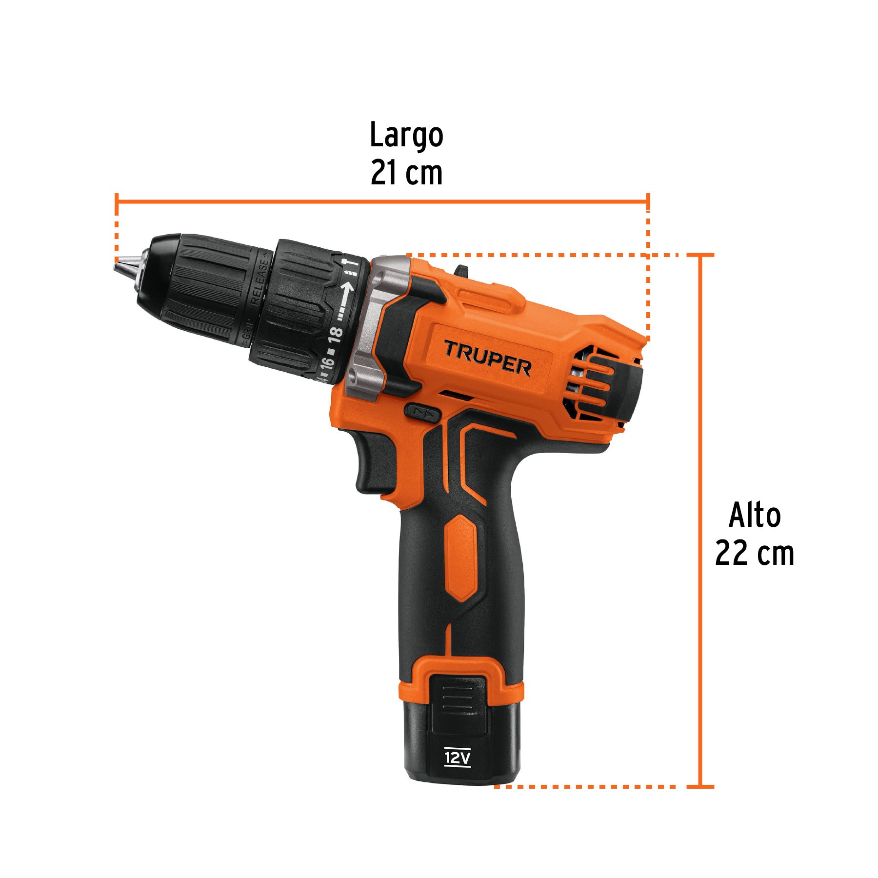 Rotomartillo compacto inal. 3/8', 12V, TRUPER PRO, 12793