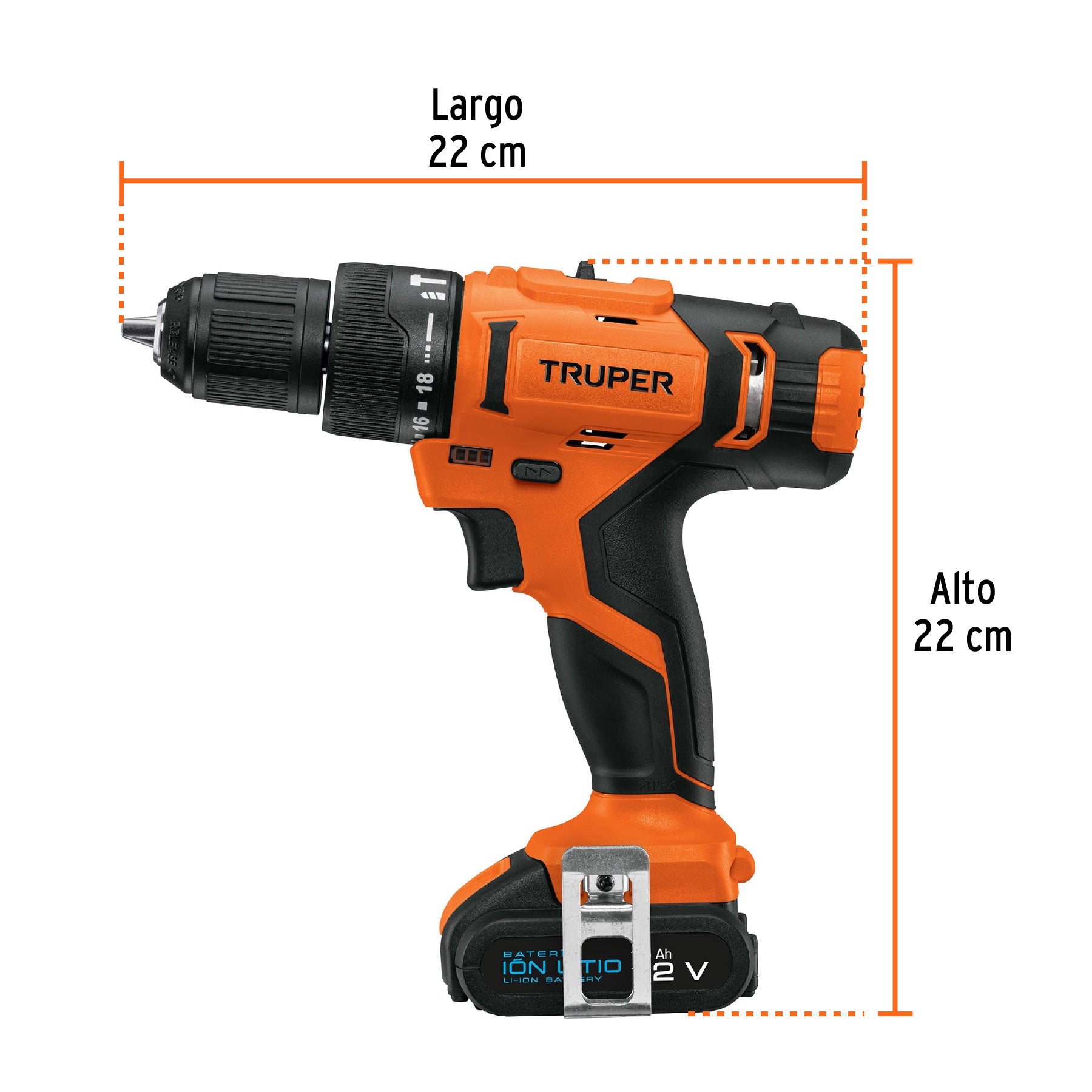 Rotomartillo inal. 3/8', 12V, 1 bat. 2Ah, 1 carg. TRUPER PRO, 12794