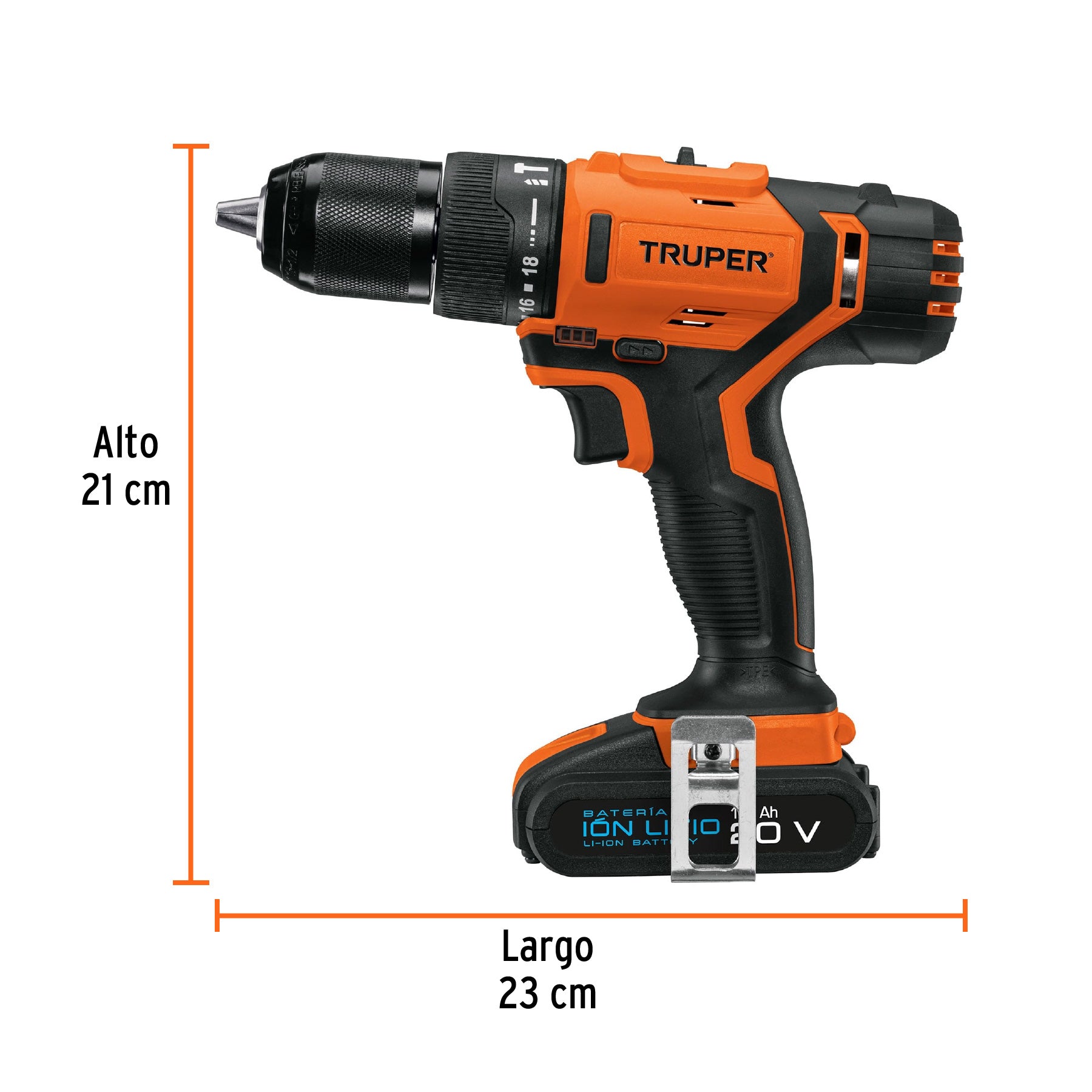 Rotomartillo inal. 1/2', 20V, 1 bat. 2Ah, 1 carg. TRUPER PRO, 18155