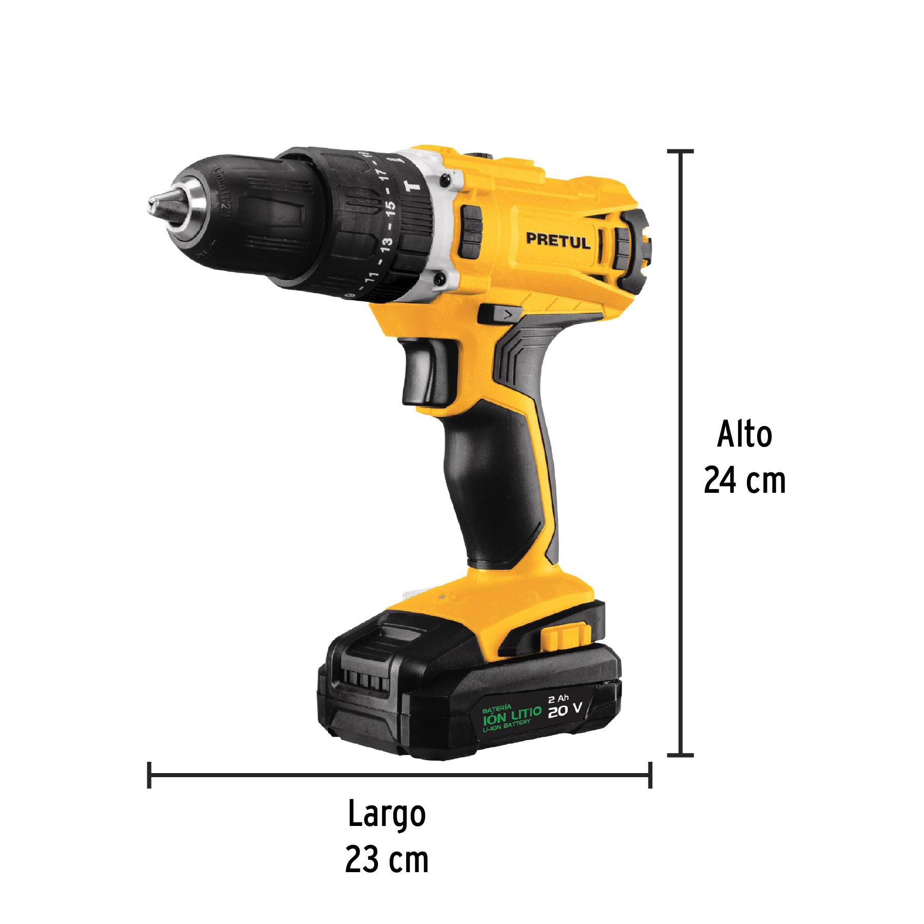 Kit rotomartillo inalámbrico 1/2' 20V y 32 accesorios PRETUL, 29000