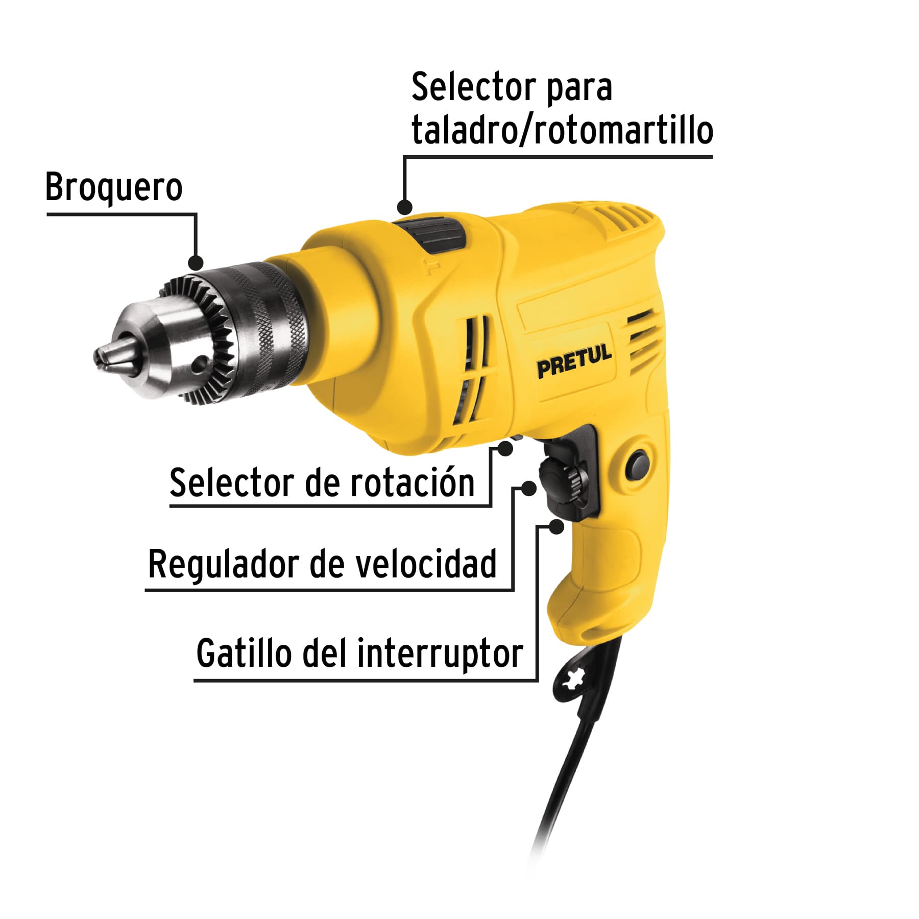 Rotomartillo 1/2', 550W, PRETUL, 28112