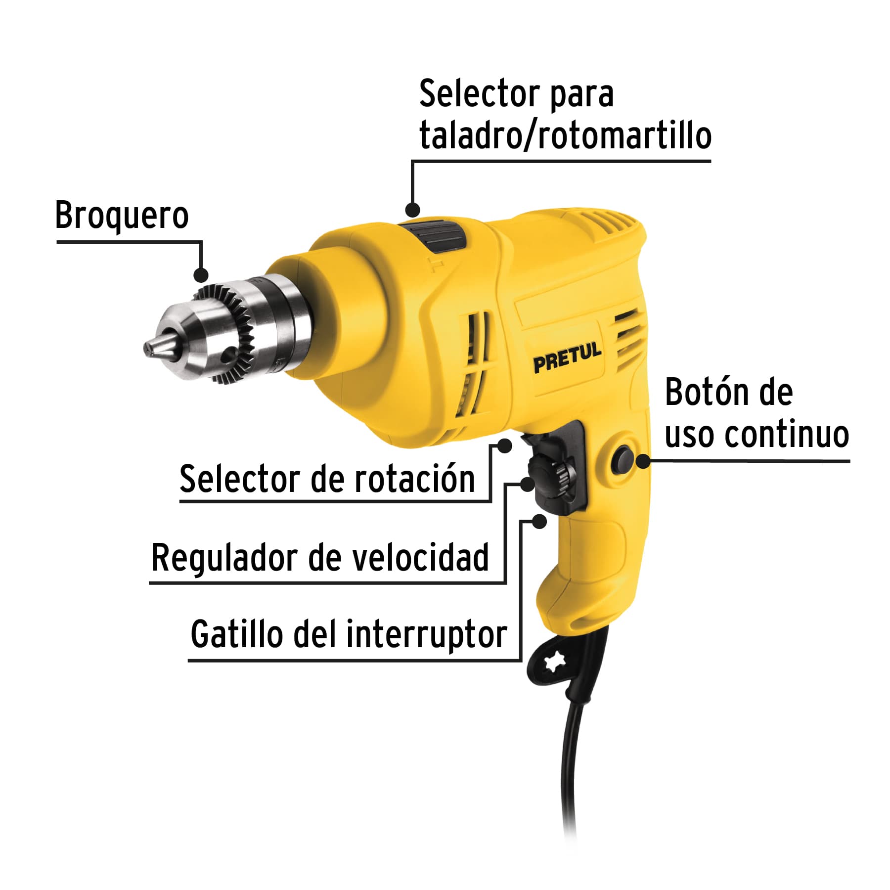 Rotomartillo 3/8', 550W, PRETUL, 28113