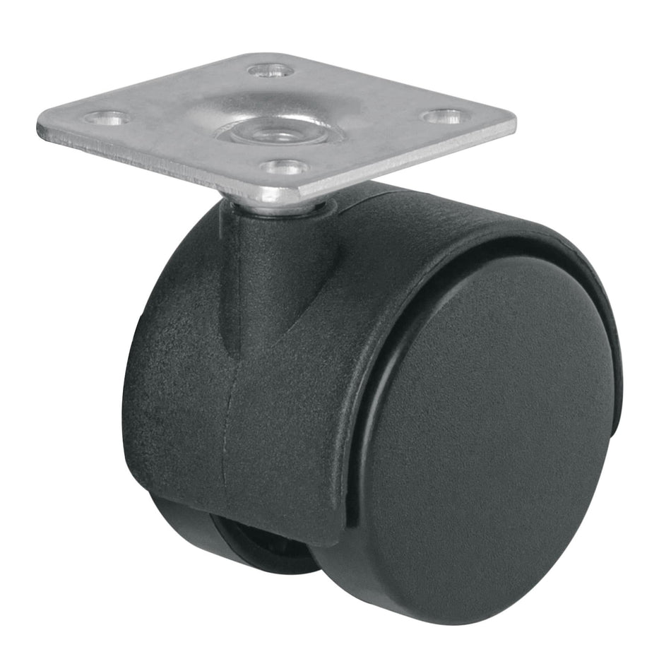 Rodaja tipo yoyo de 40 mm con placa, sin freno, Fiero Caja con 6, 44384