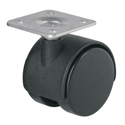 Rodaja tipo yoyo de 40 mm con placa, sin freno, Fiero Caja con 6, 44384