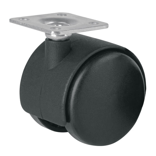 Rodaja tipo yoyo de 50 mm con placa, sin freno, Fiero Caja con 6, 44385