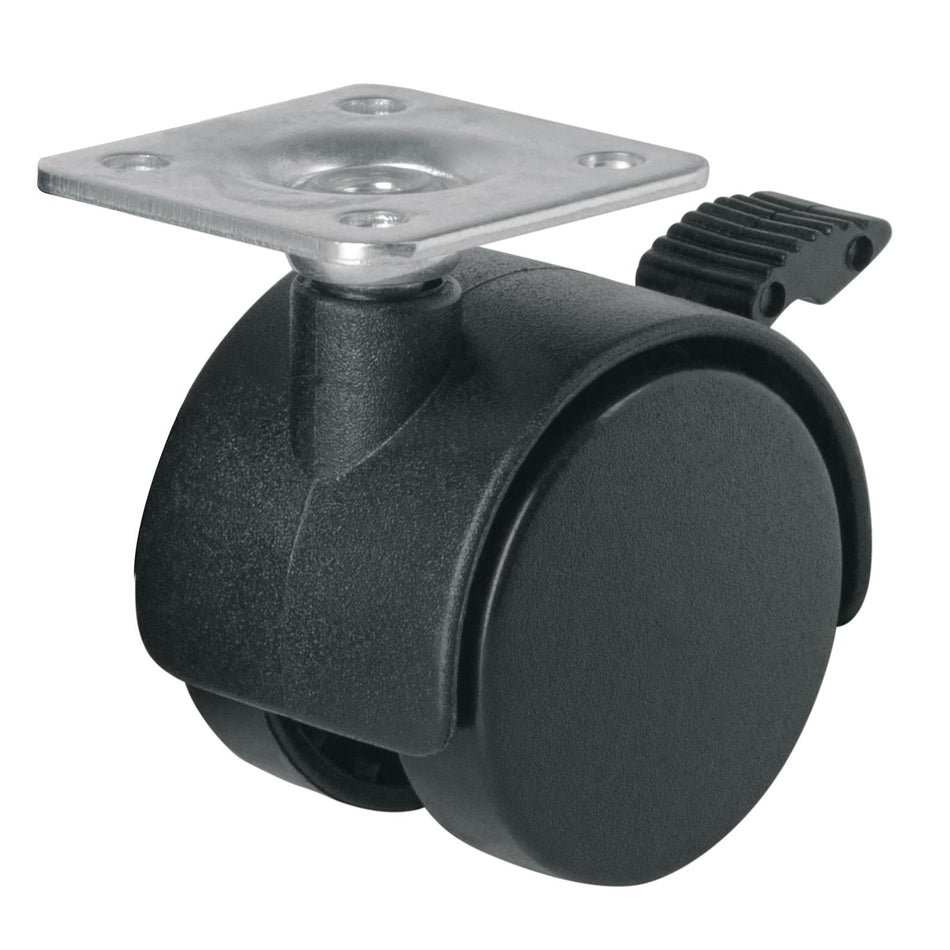 Rodaja tipo yoyo de 40 mm con placa, con freno, Fiero Caja con 6, 44388