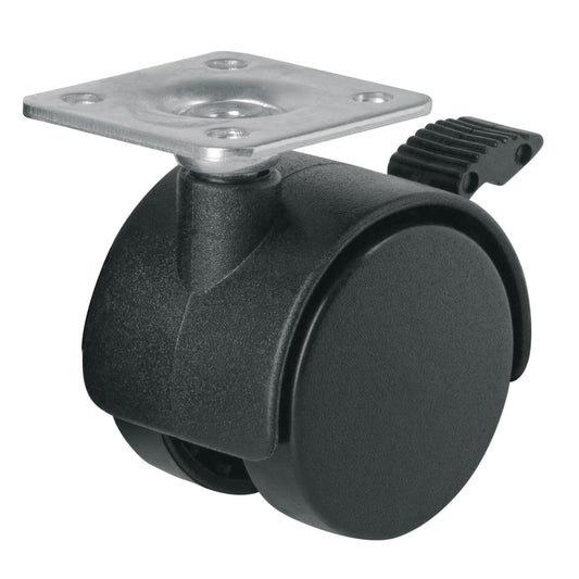 Rodaja tipo yoyo de 40 mm con placa, con freno, Fiero Caja con 6, 44388