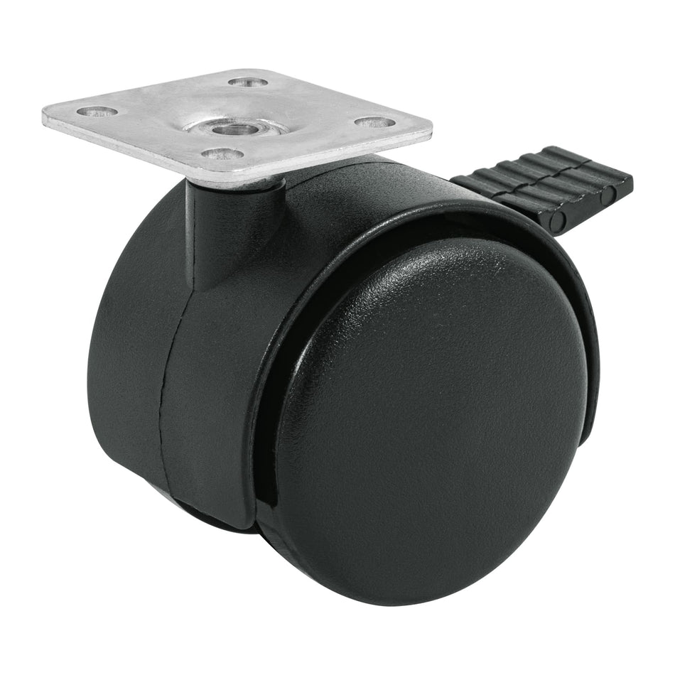 Rodaja tipo yoyo de 50 mm con placa, con freno, Fiero Caja con 6, 44389