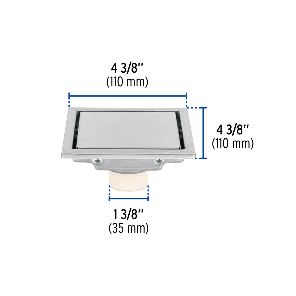 Resumidero reversible de 4', anti olores, acero inox, Aqua Caja con 2, 46543