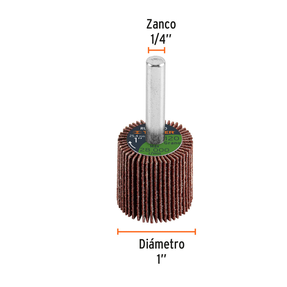Rueda flap de 1', grano 120, Truper Caja con 6, 13035
