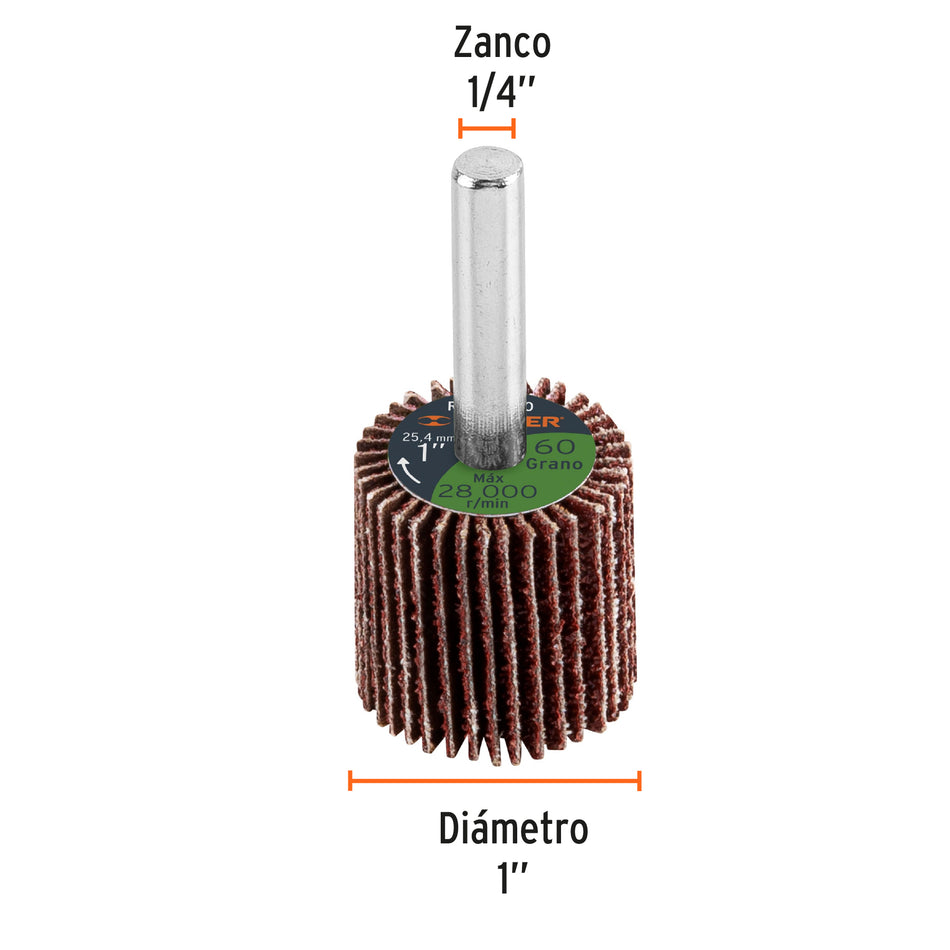 Rueda flap de 1', grano 60, Truper Caja con 6, 13033