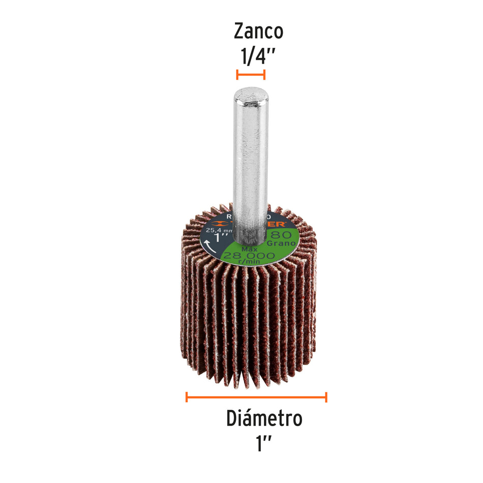Rueda flap de 1', grano 80, Truper Caja con 6, 13034
