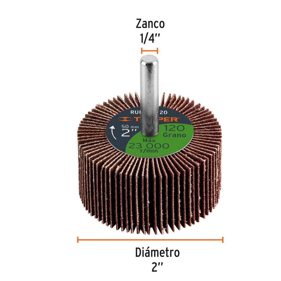 Rueda flap de 2', grano 120, Truper Caja con 6, 13039