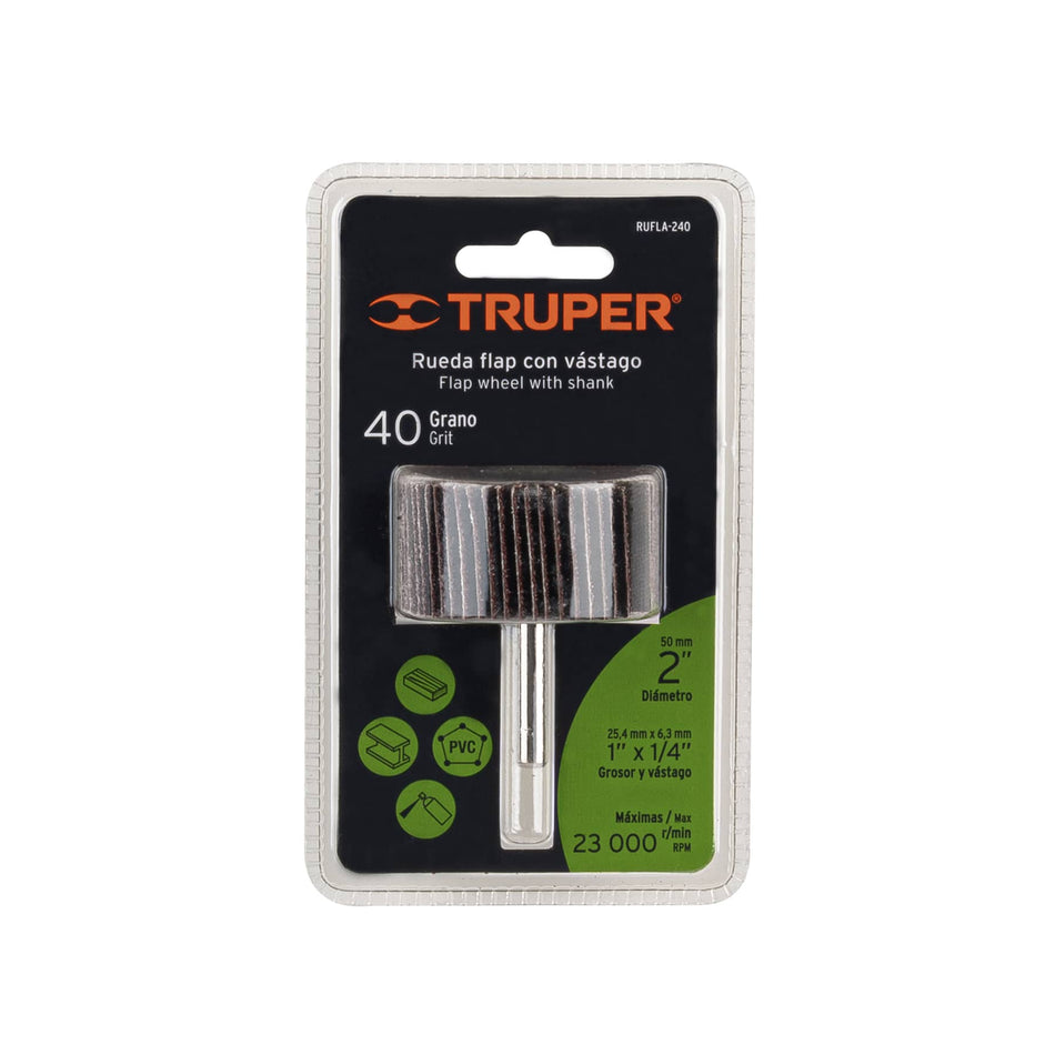 Rueda flap de 2', grano 40, Truper Caja con 6, 13036