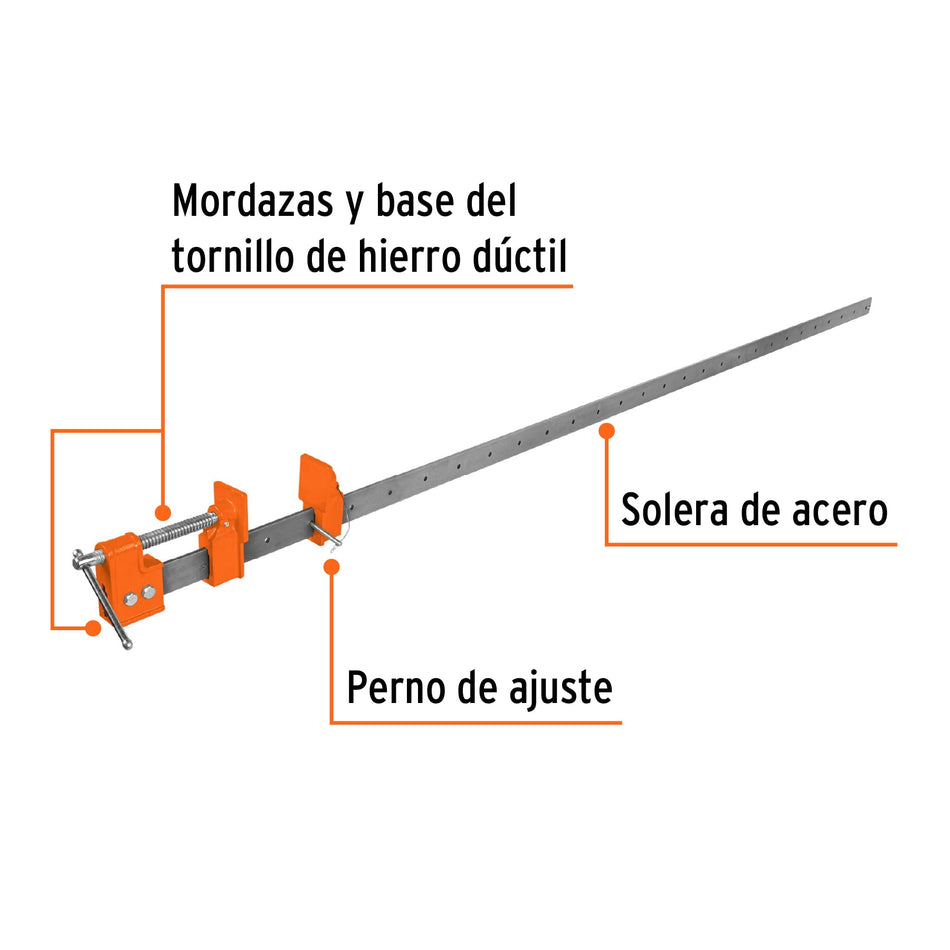 Sargento 72' de solera de acero, Truper, 17739