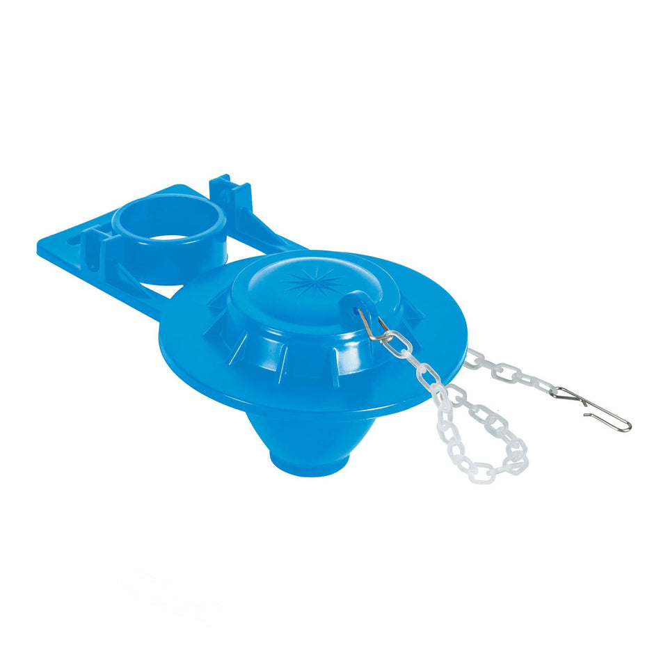 Sapo 2' para WC, PVC, azul, cadena plástica, Foset Caja con 12, 49346