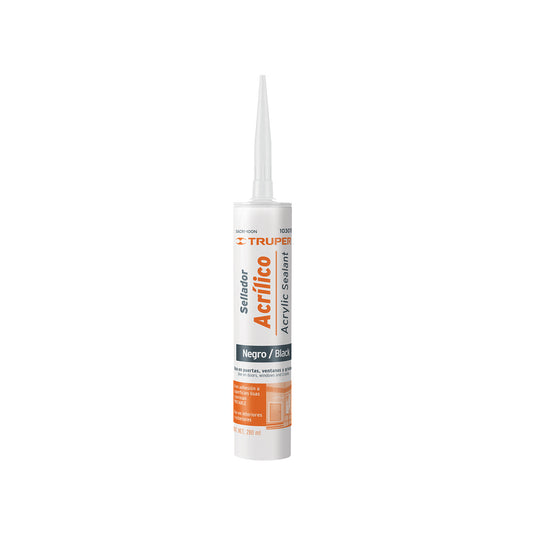 Sellador acrílico de 280 ml, negro, Truper Caja con 6, 103076