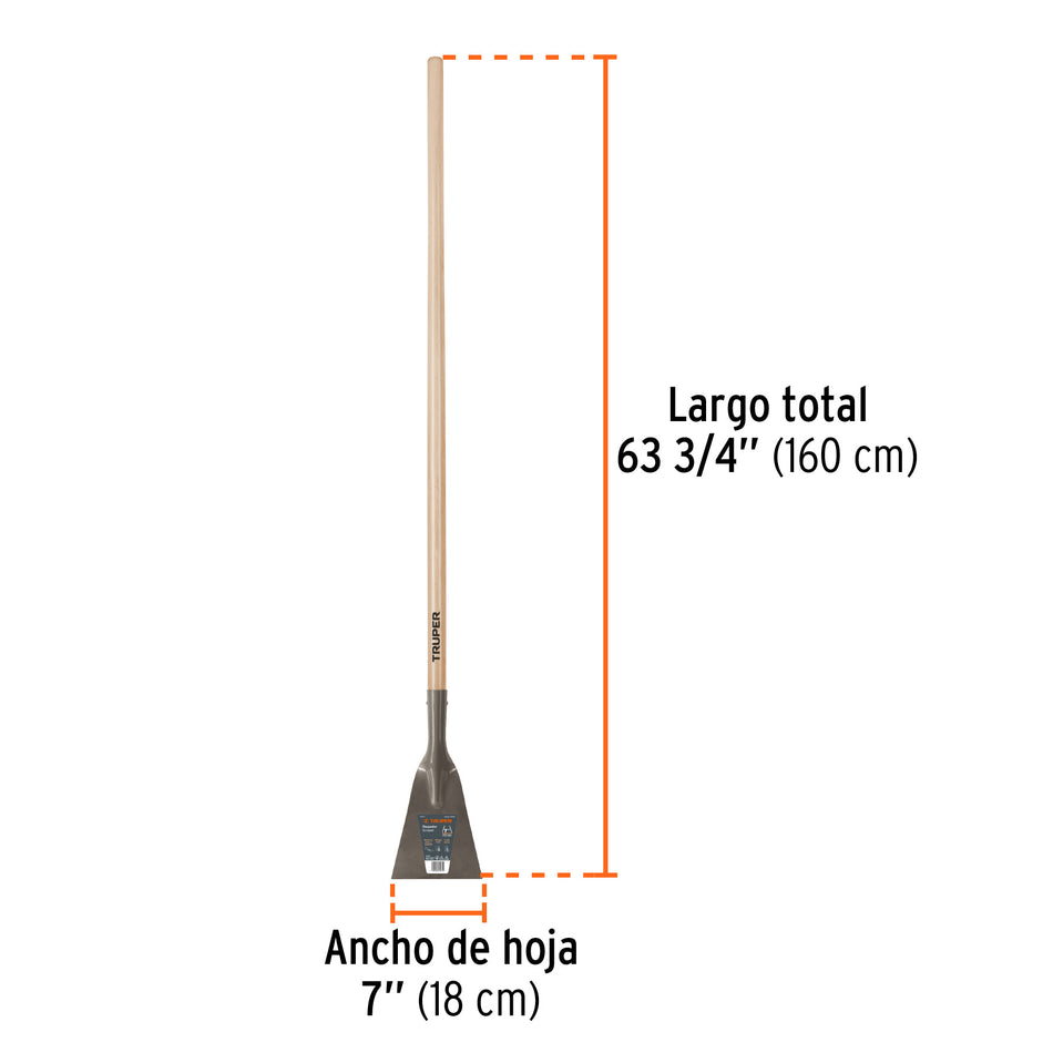 Raspador forjado de 7', mango largo de 54', Truper Caja con 3, 18652
