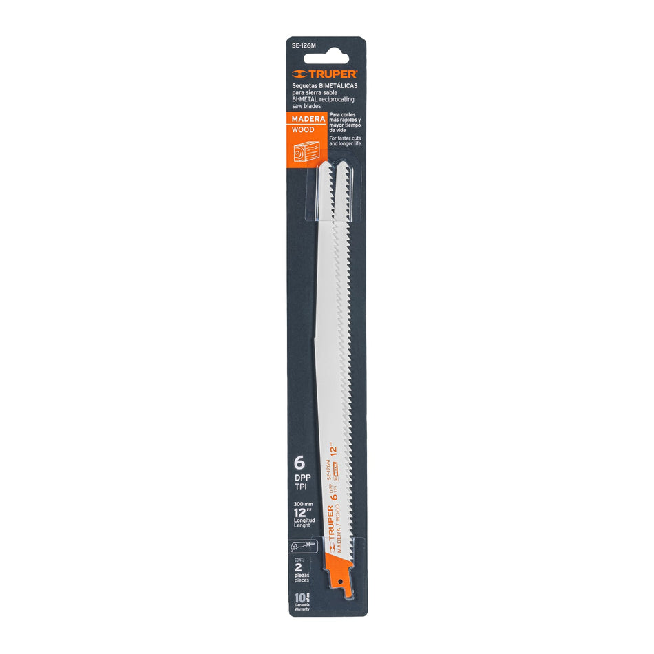 Blíster con 2 seguetas sierra sable 12' 6 DPP para madera Caja con 5, 10789