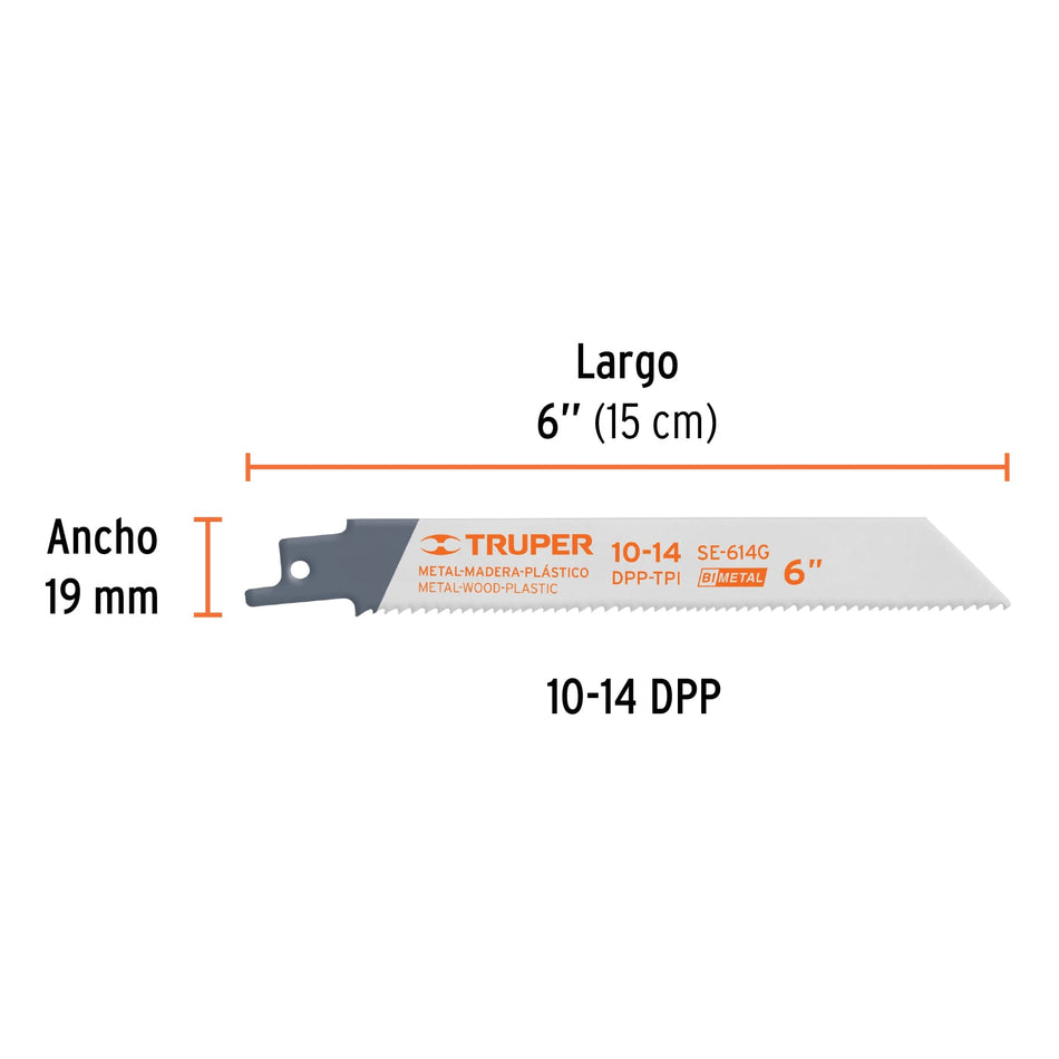 Blíster con 2 seguetas sierra sable 6' 10-14 DPP uso general Caja con 5, 10790