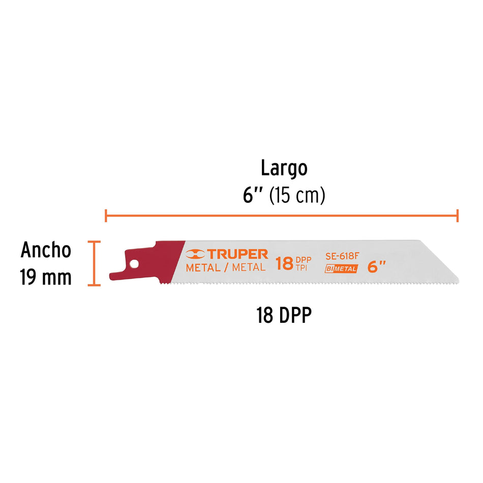 Blíster con 2 seguetas sierra sable 6' 18 DPP para metal Caja con 5, 10796