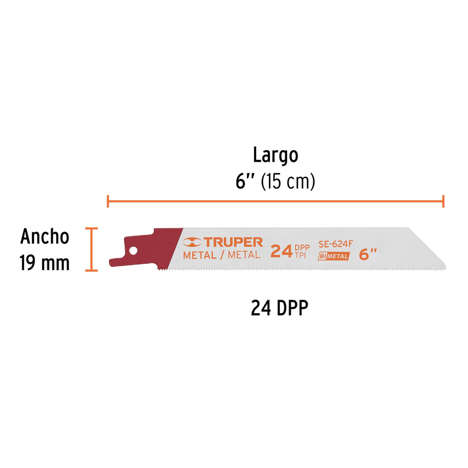 Blíster con 2 seguetas sierra sable 6' 24 DPP para metal Caja con 5, 10797
