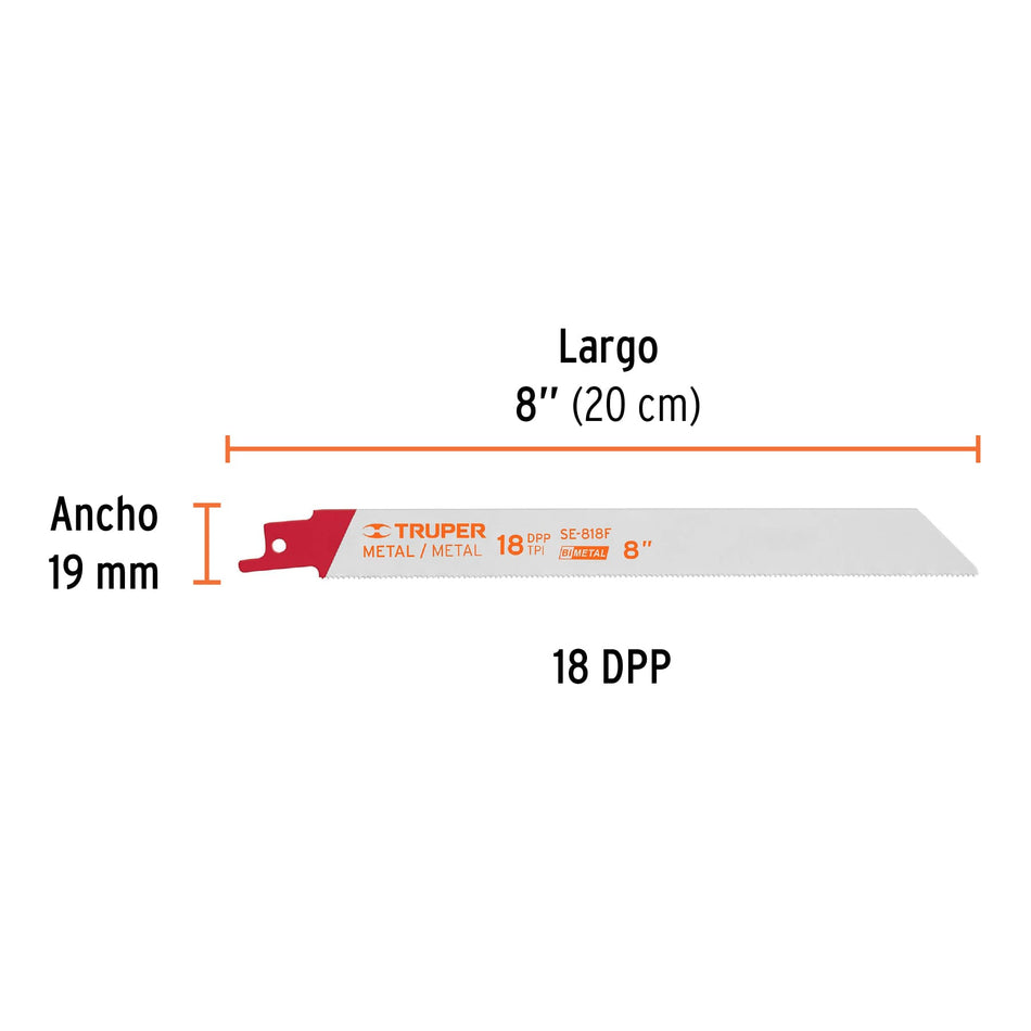 Blíster con 2 seguetas sierra sable 8' 18 DPP para metal Caja con 5, 10798